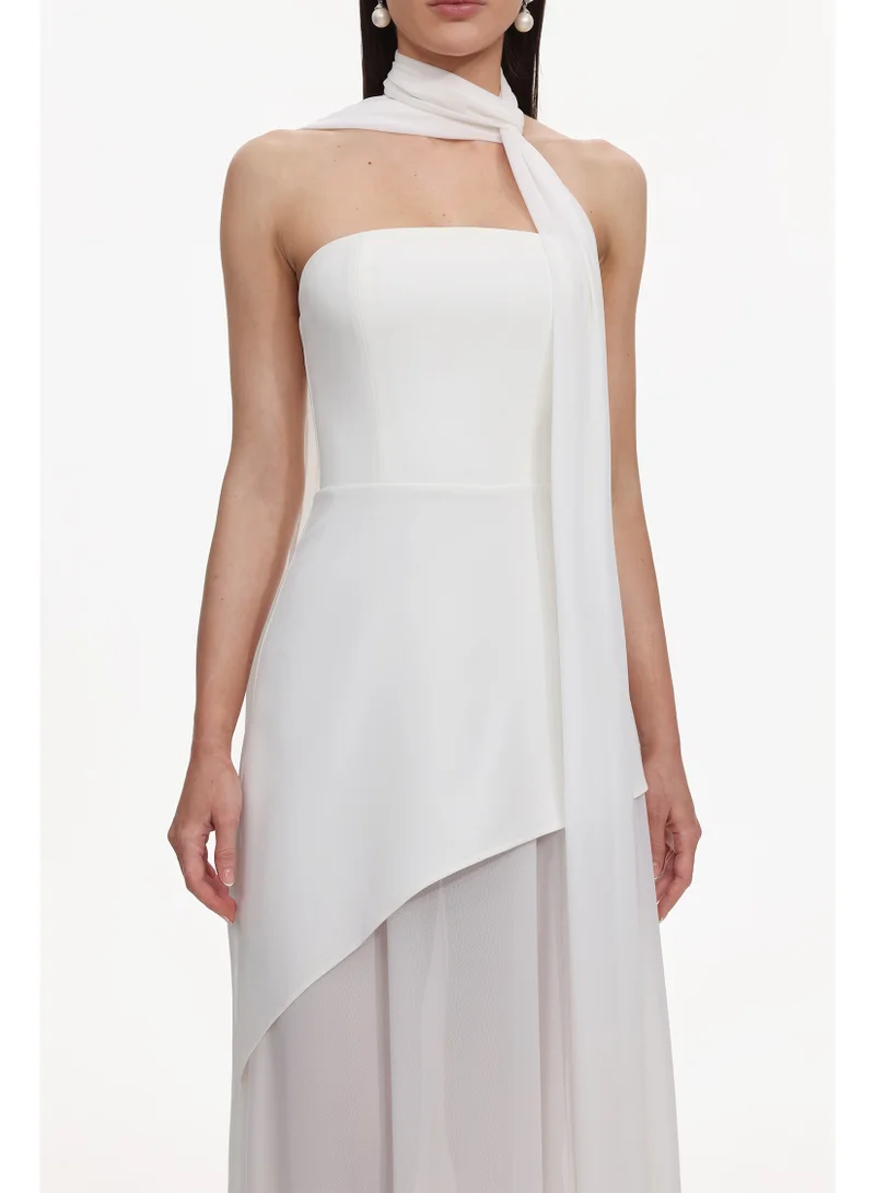 Bella Barnett  Kater Elegant Tailored Strapless Woven Mesh Maxi Dress for Women | Best Price UAE